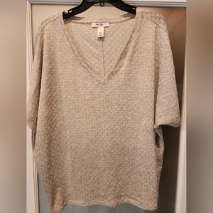 WHBM Women's XL beige short sleeve shirt